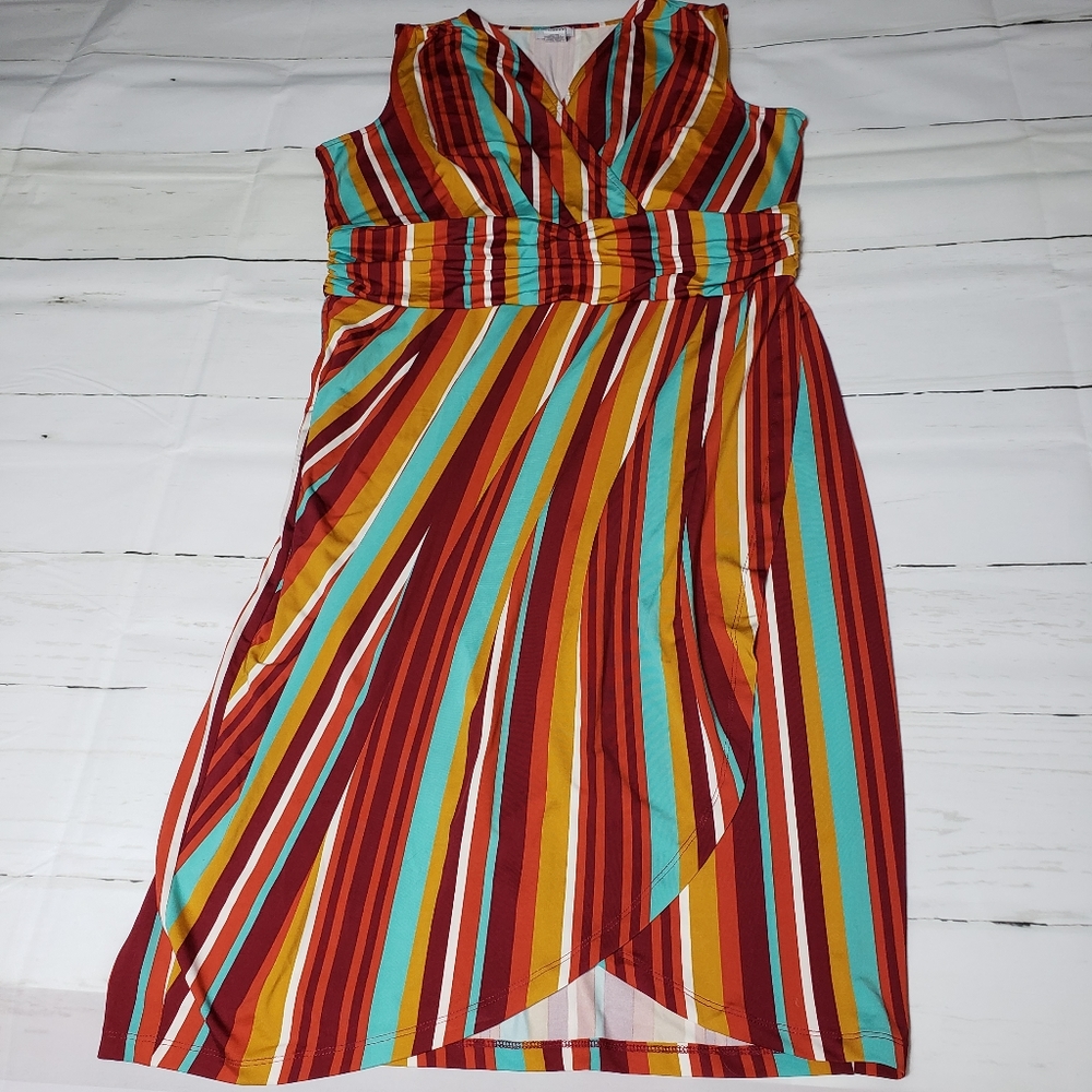 Monroe and Main Santa Fe Dress Stripes Sleeveless Large
